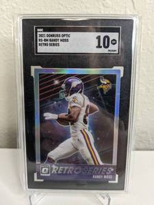 lot 39C image: 2021 Donruss Randy Moss Retro Series Silver Prizm #RS-RM Graded SGC Gem Mint 10 T