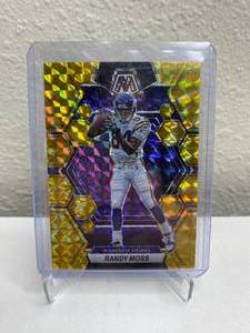 lot 3B image: 2023 Panini Mosaic Randy Moss Yellow Reactive Prizm #155 J