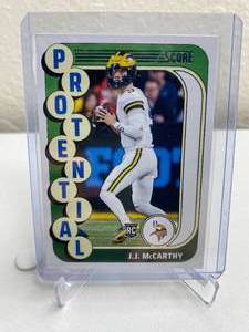 lot 107 image: 2024 Score JJ McCarthy Protential RC #10 J