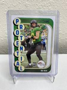 lot 37B image: 2024 Panini Score Bo Nix Protential RC #11 J