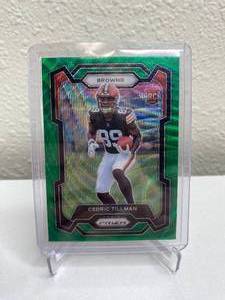 lot 827 image: 2023 Panini Prizm Cedric Tillman Green Wave Prizm RC #321 J