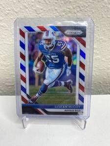 lot 74D image: 2018 Panini Prizm LeSean McCoy Red White and Blue Prizm #175 J