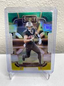 lot 75A image: 2023 Panini Select Taysom Hill Green and Yellow Concourse Die-Cut Prizm #71 J