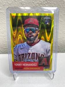 lot 96A image: 2022 Topps Platinum Yonny Hernandez Yellow Wave Refractor Numbered 146250 RC #303 J