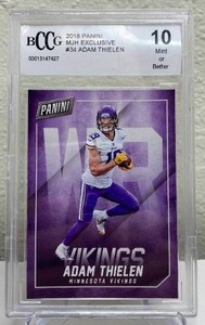 lot 38A image: 2018 Panini Adam Thielen MJH Exclusive #34 Graded BCCG Gem Mint 10 J