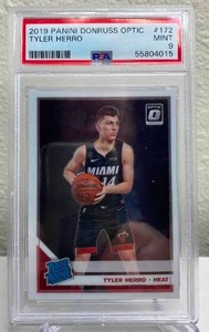 lot 52 image: 2019 Panini Donruss Optic Tyler Herro RC #172 Graded PSA 9 J