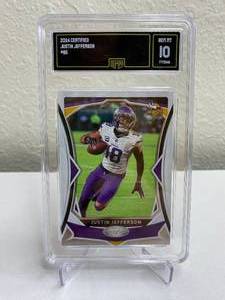 lot 10D image: 2024 Panini Certified Justin Jefferson #65 Graded GMA Gem Mint 10 T