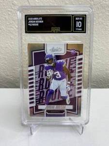 lot 11 image: 2023 Panini Absolute Jordan Addison RC #112 Graded GMA Gem Mint 10 T