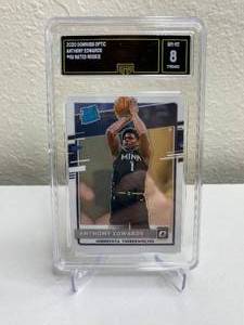 lot 72A image: 2020-21 Panini Donruss Optic Anthony Edwards Rated Rookie #151 Graded GMA 8 T