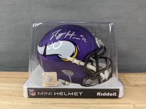 lot 37 image: Percy Harvin Autographed Minnesota Vikings NFL Football Mini Helmet I