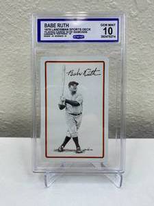 lot 1B image: 1978 Landsman Sport Deck Babe Ruth Playing Cards 10 of Diamonds Graded CCG Gem Mint 10 T