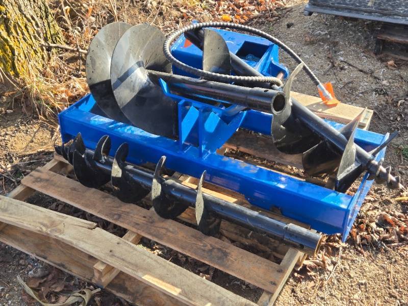 New 2024 GIYI Skid Steer Post Hole Digger Attachment with Multiple Bits - Reserve is $750