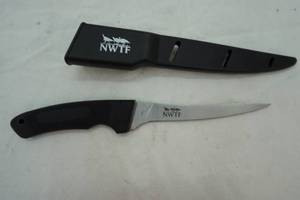 lot 156 image: NWTF fillet knife with plastic sheath and clip