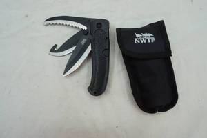 lot 162 image: NWTF pocket knife and multi tools, sheath