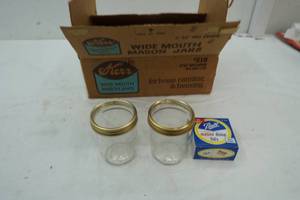 lot 243 image: 11ct Kerr wide mouth mason jars and 1 box of lids