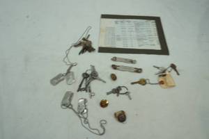 lot 274 image: Vietnam War field documents, 1959-62, other keys, beer openers and other