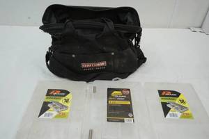 lot 2 image: Craftsman Tool Bag and Plano Stowaway containers