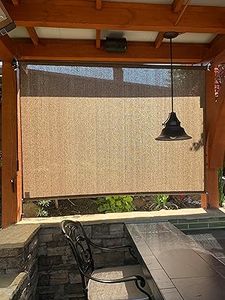 lot W-7 image: Artpuch Outdoor Roller Shade 8(W) x6(H) Fabric Blind Mocha 220GSM Roll Up Shade