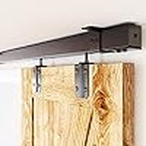 lot W-11 image: 12FT Box Rail Hardware Heavy Duty Steel Sliding Barn Door Track, Ceiling Mount Kit