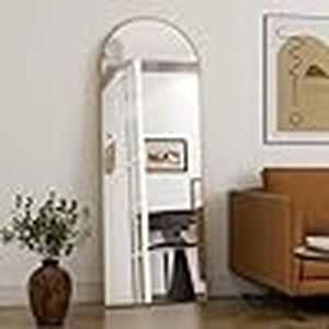 lot B-18 image: HARRITPURE 58x18 Arched Full Length Mirror Free Standing Leaning Mirror Hanging Mounted Mirror Aluminum Frame Modern Simple Home Decor for Living Room Bedroom Cloakroom, Gold