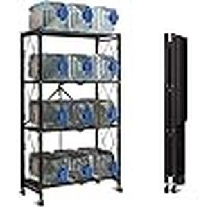 lot G-27 image: Storage Shelves, Closet Organizers and Storage 4-Shelf Foldable Metal Shelving Units 28 W x 14 D x 50 H for Garage Kitchen Bakers, Collapsible Organizer Rack, Heavy Duty on Wheels (4 -Shelf)