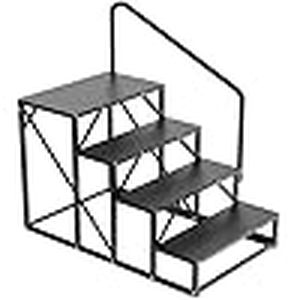lot P-34 image: 4-Step Hot Tub Steps with Handrail, Black Metals RV Stairs, Mobile Home Stairs, RV Steps with Handrail, Outdoor Premade PorchPool Steps Above Ground