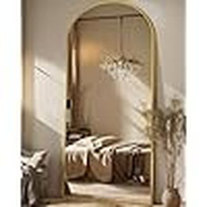 lot B-43 image: Antok Full Length Mirror, 71x28 Floor Mirror Freestanding, Oversized Floor Standing Mirror Full Body Mirror with Stand for Bedroom, Hanging Mounted Mirror for Living Room Cloakroom, Gold
