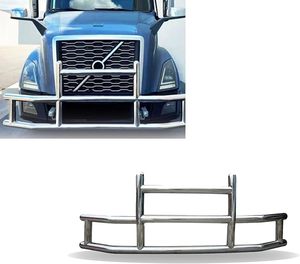 lot U-62 image: Deer Guard(deer bumper) Compatible for Volvo VNL 04-17 Large Polished Stainless Guard Polished deer guard bumper grille moose bumper