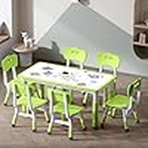 lot K-70 image: Kids Table & Chair Sets Suitable for 2 Years  Kids Height Adjustable Toddler Table & Chair Set with 4 Seats Tabletop can Doodle maxm Load 330 lb