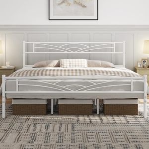lot A-90 image: Yaheetech King Size Bed Frames Metal Platform