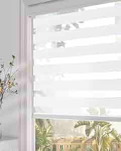 lot W-97 image: Persilux Zebra Blinds Roller Sheer Shades (70 W X 64, White)