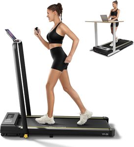 lot E-69 image: Folding Treadmill, 300 lb Capacity Treadmill with Handle Bar, Portable Treadmills for Home and Office, 2 in 1 Foldable Walking Pad Treadmill with Remote Control, LED Display, Wide Belt