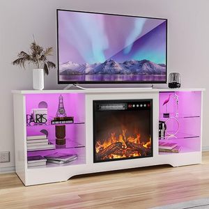 lot L-112 image: Fireplace TV Stand with 23Fireplace, Wooden Modern Entertainment Center for TVs