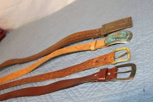 lot 10 image: Set of 4 Vintage Leather Belts with Decorative Buckles