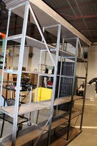 lot 15 image: Industrial Reclaimed Wood and Metal Bookshelf Unit