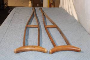 lot 18 image: Pair of Vintage Wooden Crutches