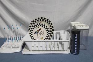 lot 19 image: Kitchen Dish Drying Rack Set with Plate Rack and Canisters