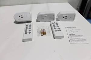 lot 47 image: Set of 3 Wireless Remote Control Plug Sockets with 2 Remotes