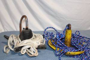 lot 65 image: Set of 2 Vintage Boat Anchors with Ropes