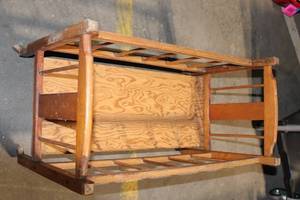 lot 133 image: Vintage Wooden Baby Cradle with Spindles and Casters