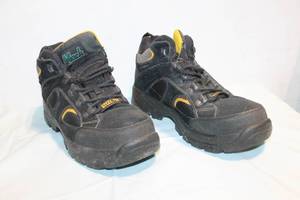 lot 141 image: Pair of Steel Toe Work Boots with Yellow Accents
