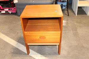 lot 177 image: Modern Teak Nightstand with Single Drawer