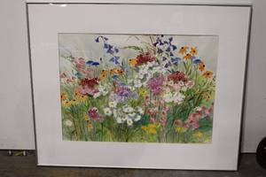 lot 179 image: Framed Floral Watercolor Print from Kah-Nee-Tah Gallery