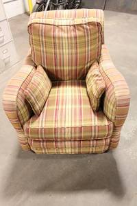 lot 181 image: Used Upholstered Armchair with Plaid Pattern