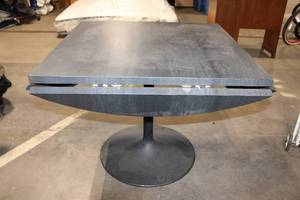lot 185 image: Convertible Square to Round Black Pedestal Dining Table
