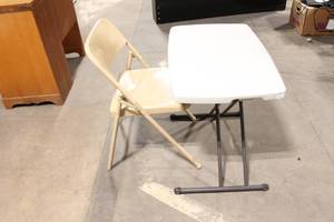 lot 186 image: Lifetime Folding Chair with Attached Table Set