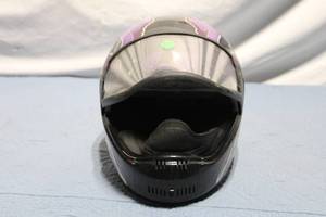 lot 201 image: Used GTS Full-Face Motorcycle Helmet with Purple Graphics