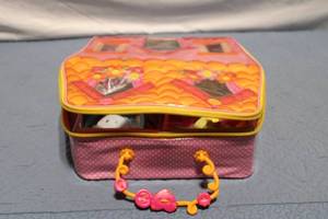 lot 239 image: Childrens Toy Set with Dolls, Figures, and Accessories in House-Themed Carry Case