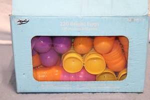 lot 444 image: Collection of 220 Bright Colored Plastic Easter Eggs