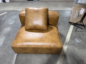 lot L-114 image: Vintage Brown Leather Chair with Pillow